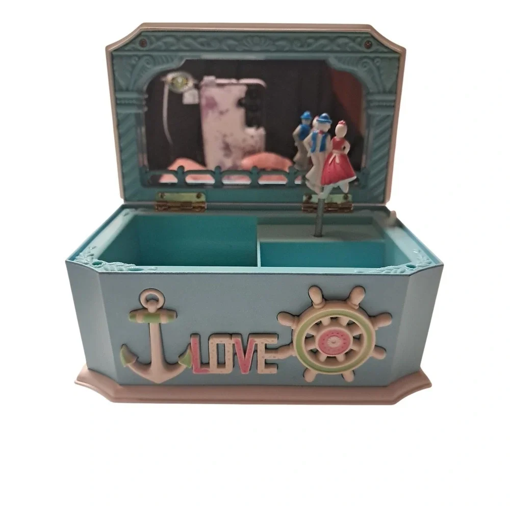 Blue Dancing Ballerina Couple Musical Jewelry Storage‎ Box